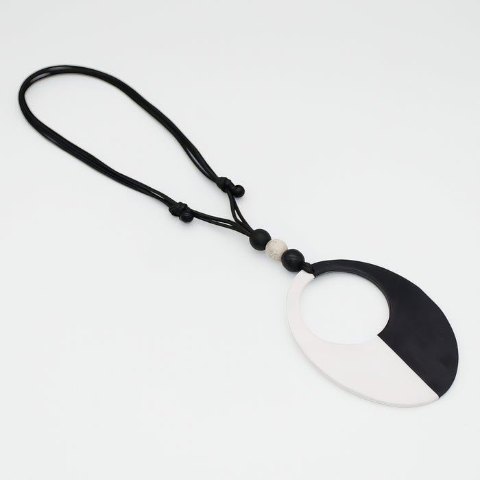 Oval Victoria Black White Pendant - Sylca Designs - Chunky Jewelry