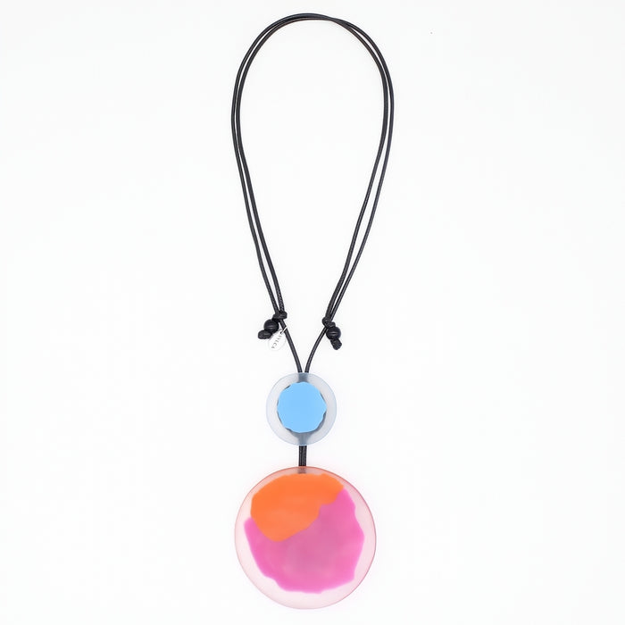 Necklace with a colorful pendant on a white background