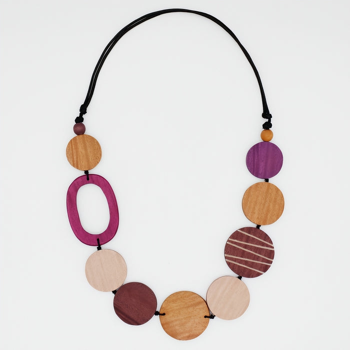 Parker Spice Round Bead Wood Necklace - Sylca Designs - Chunky Jewelry