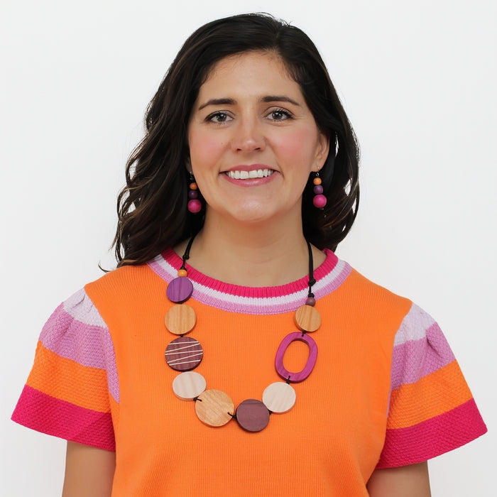 Parker Spice Round Bead Wood Necklace - Sylca Designs - Chunky Jewelry