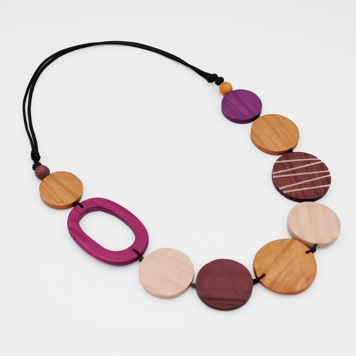 Parker Spice Round Bead Wood Necklace - Sylca Designs - Chunky Jewelry