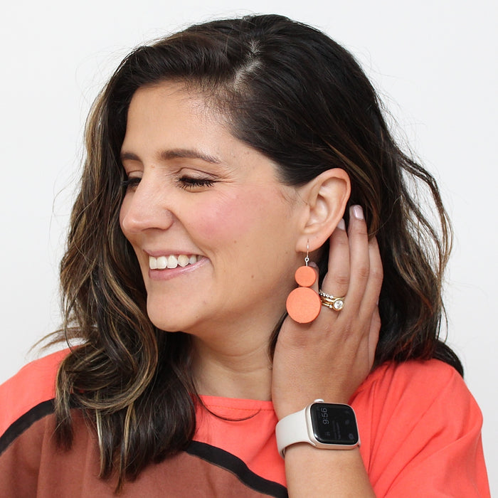 Peach Double Bead Sarah Earrings - Sylca Designs - Chunky Jewelry