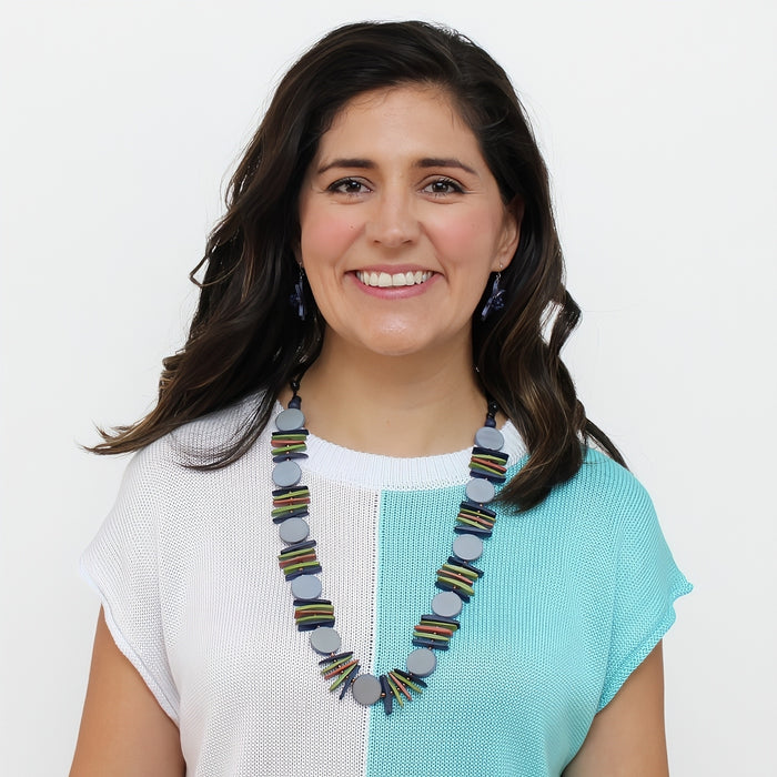 Periwinkle Kaia MIxed Bead Statement Necklace - Sylca Designs - Chunky Jewelry
