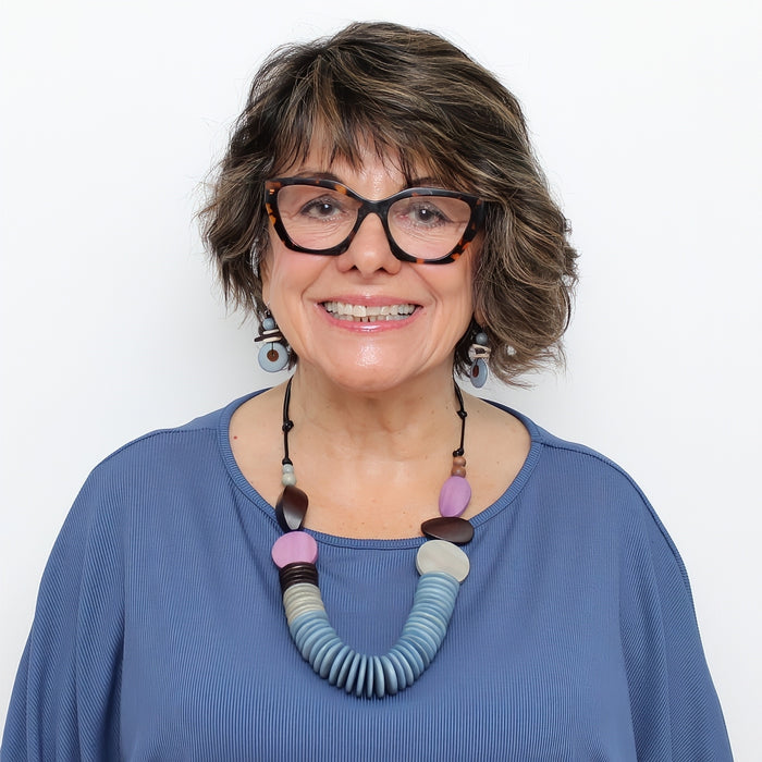 Pink and Blue Calista Statement Necklace - Sylca Designs - Chunky Jewelry