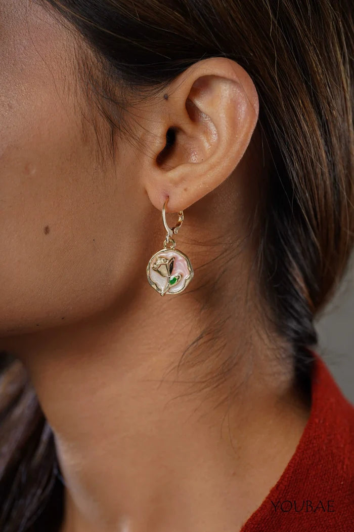 Pink Rose Drop Earrings