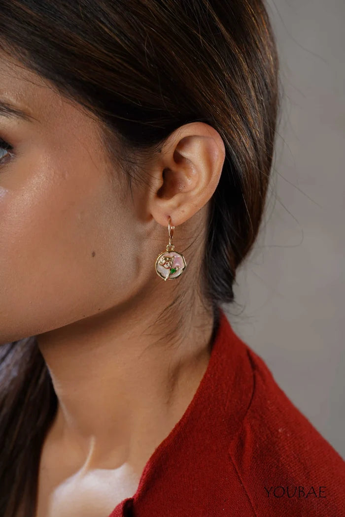 Pink Rose Drop Earrings