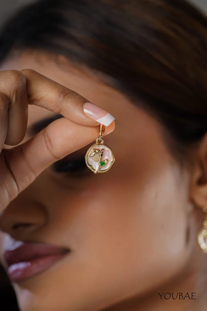 Pink Rose Drop Earrings