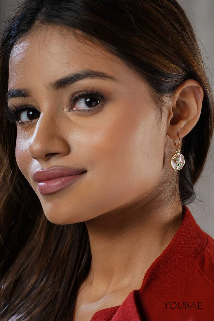 Pink Rose Drop Earrings