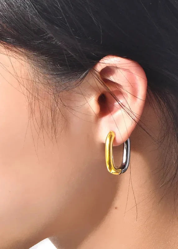Polished Mixed Metal Hoops