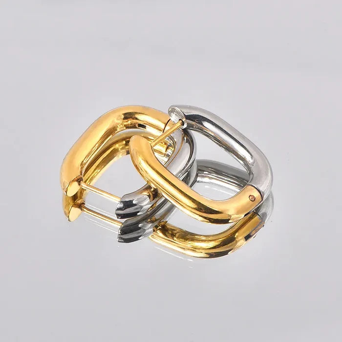 Polished Mixed Metal Hoops