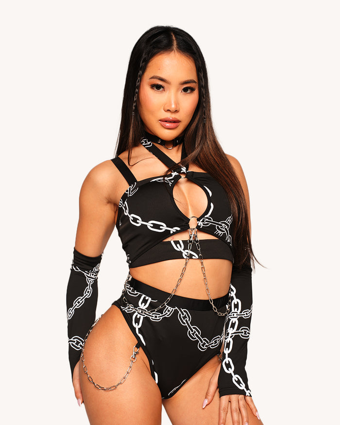 Power Surge Silver Reflective Chain Top with Sleeves