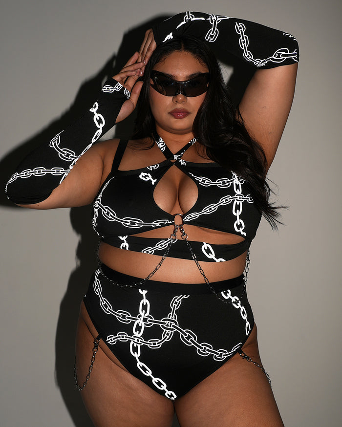 Power Surge Silver Reflective Chain Top with Sleeves