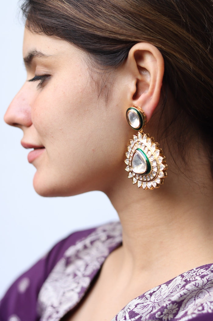 Pranavi Gold Plated Kundan Earrings