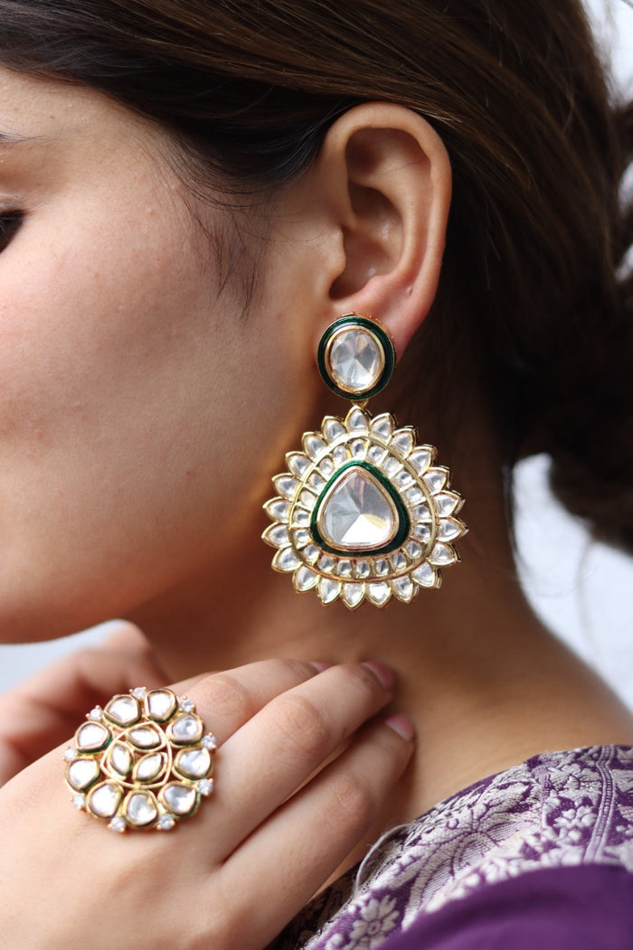 Pranavi Gold Plated Kundan Earrings