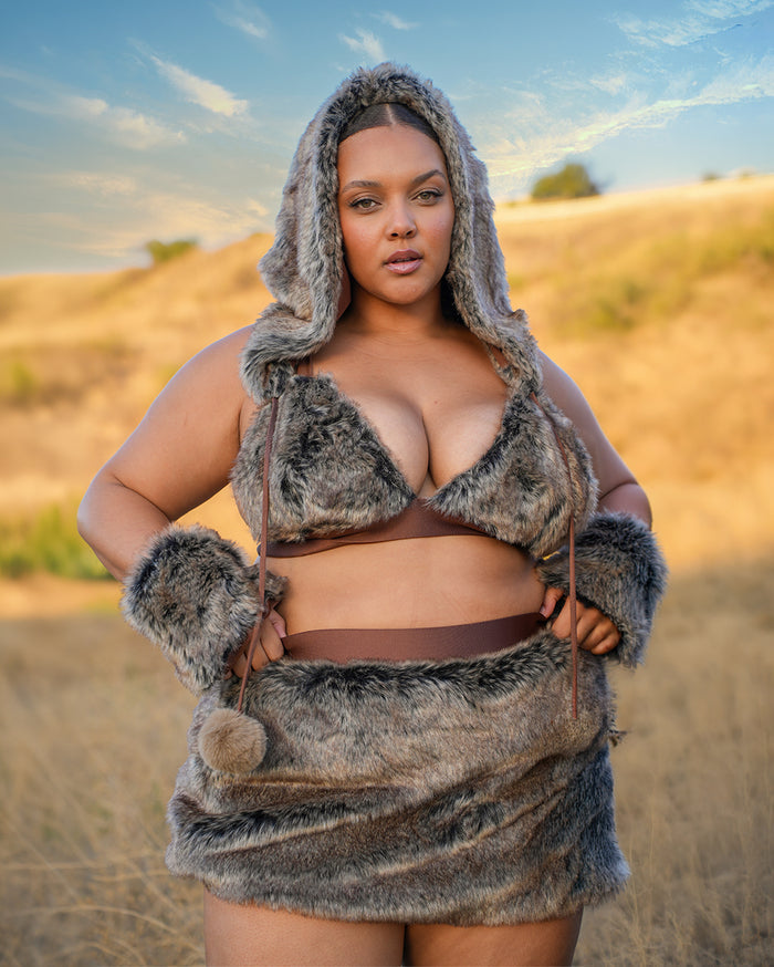 Prehistoric Babe Fur Bikini Top with Gloves