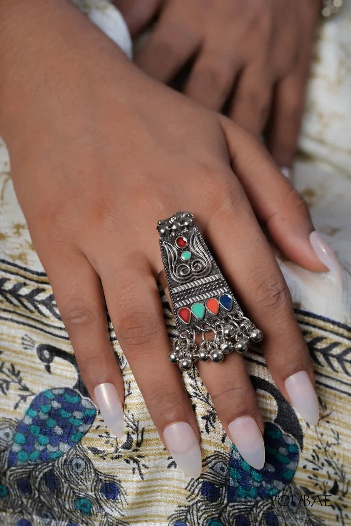 Punya Free Sized - Adjustable, Bohemian Oxidised Ring