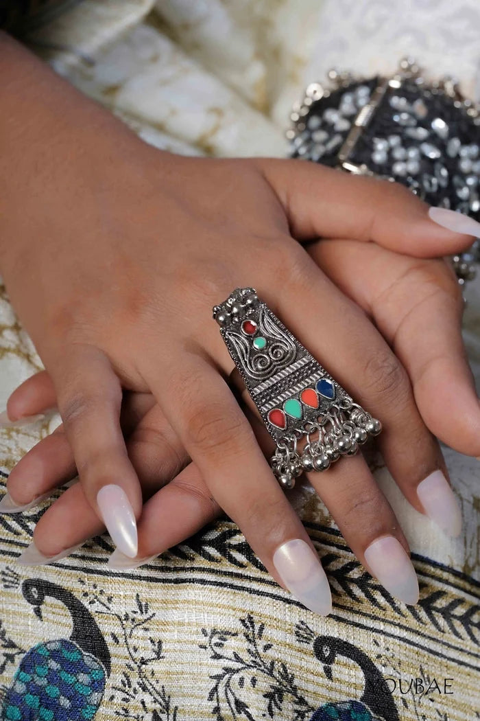 Punya Free Sized - Adjustable, Bohemian Oxidised Ring