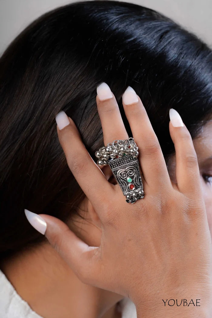Punya Free Sized - Adjustable, Bohemian Oxidised Ring