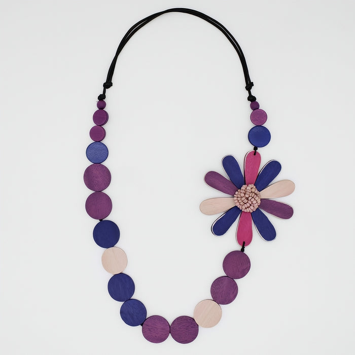 Purple Dahlia Statement Necklace - Sylca Designs - Chunky Jewelry