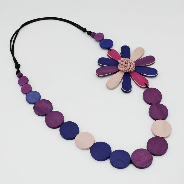 Purple Dahlia Statement Necklace - Sylca Designs - Chunky Jewelry