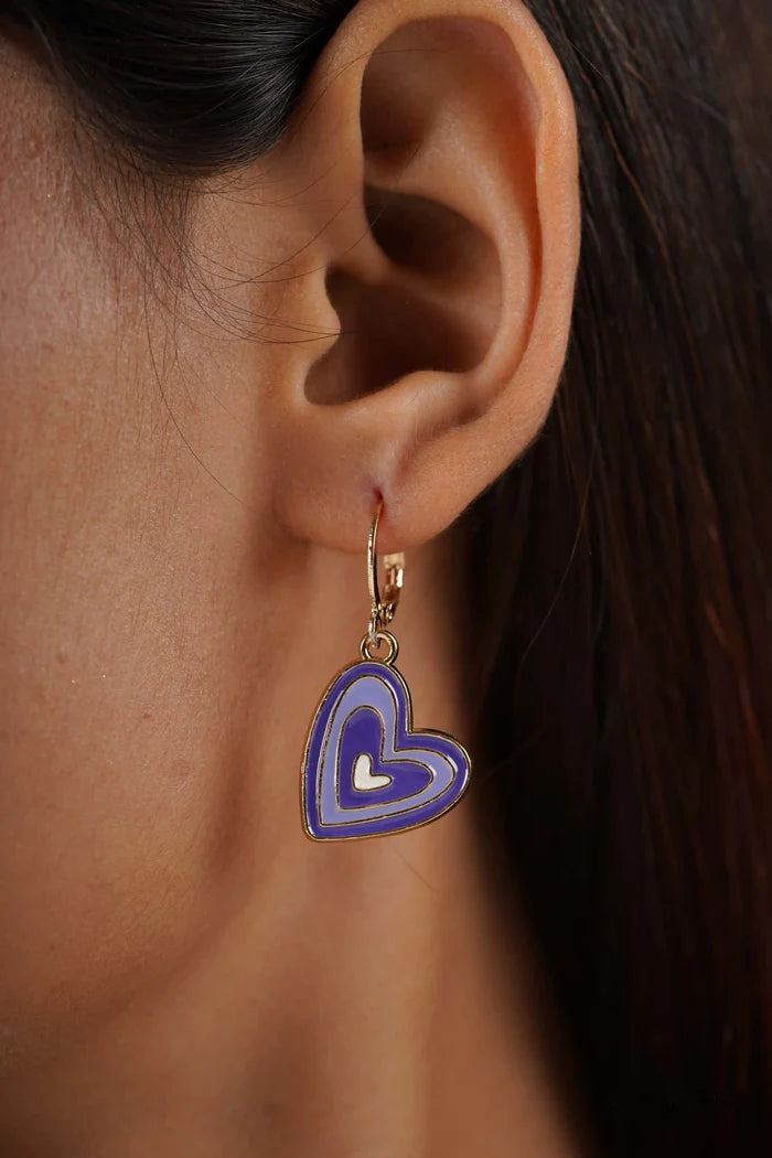 Purple Heart Statement Earrings