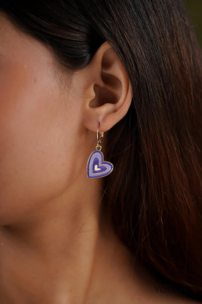 Purple Heart Statement Earrings