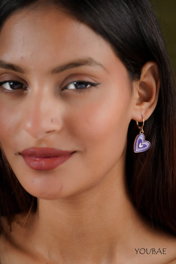 Purple Heart Statement Earrings
