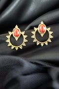 VEITA Jewelry Pyra Stud Earrings with red dyed howlite stones and decorative gold setting