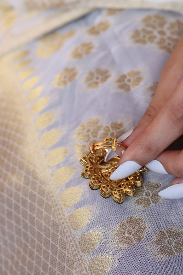 Raakhi Free Sized, Adjustable Gold Plated Kundan Ring