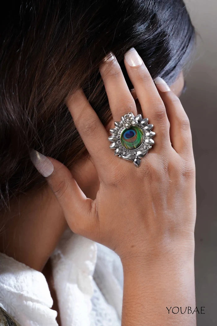 Radha Bai Free Sized - Adjustable, Bohemian Oxidised Ring