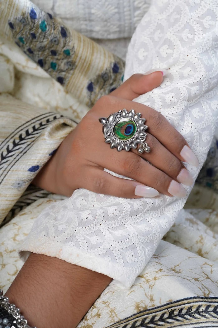 Radha Bai Free Sized - Adjustable, Bohemian Oxidised Ring