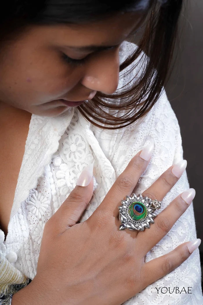 Radha Bai Free Sized - Adjustable, Bohemian Oxidised Ring