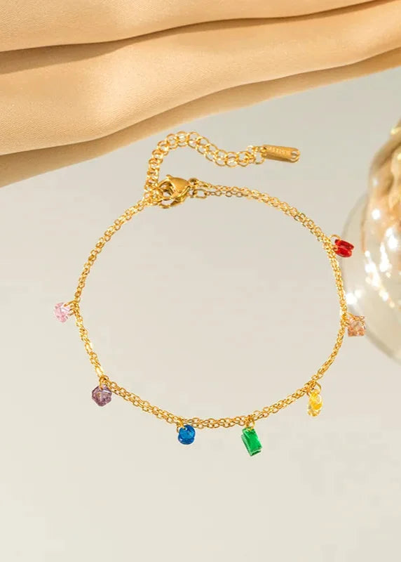 Rainbow Glass Bead Anklet | FINAL SALE