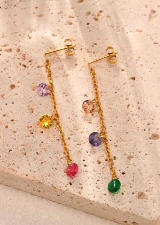 Rainbow Glass Bead Earrings