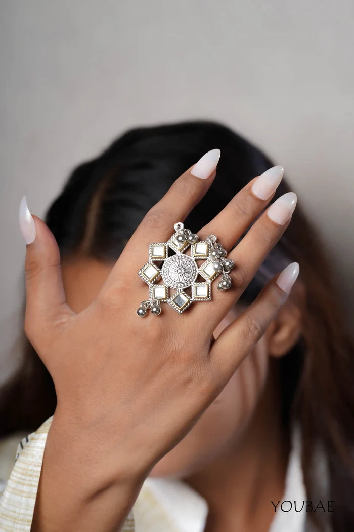 Rajani Free Sized - Adjustable, Bohemian Oxidised Ring