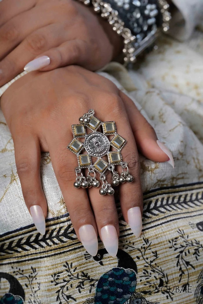 Rajani Free Sized - Adjustable, Bohemian Oxidised Ring