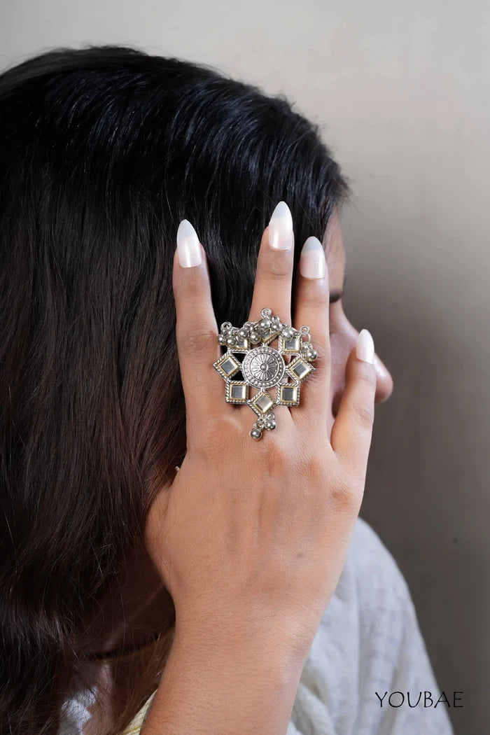 Rajani Free Sized - Adjustable, Bohemian Oxidised Ring