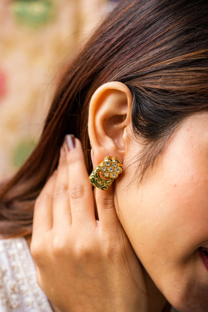 Ramya Kundan Gold Plated Fusion Studs