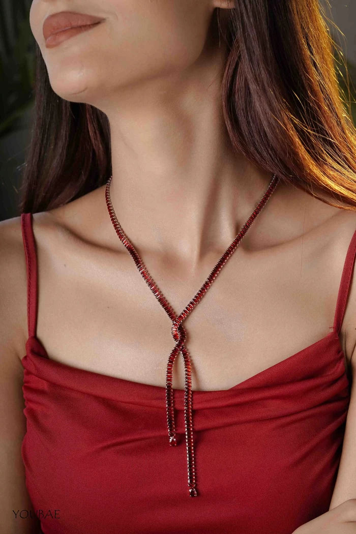 Red Statement Criss Cross Neckpiece