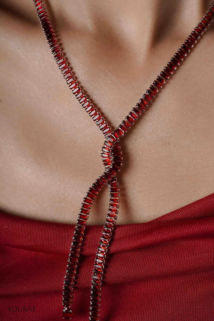 Red Statement Criss Cross Neckpiece