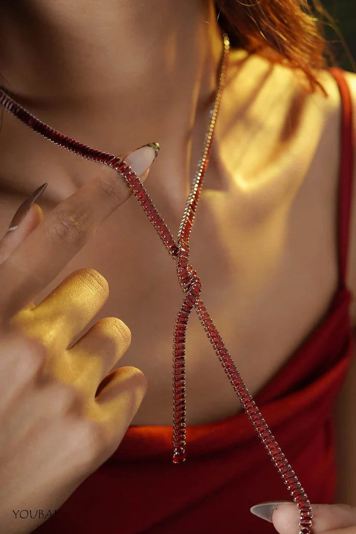 Red Statement Criss Cross Neckpiece