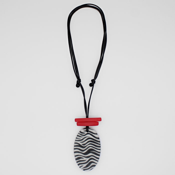 Red Suky Zebra Pendant - Sylca Designs - Chunky Jewelry