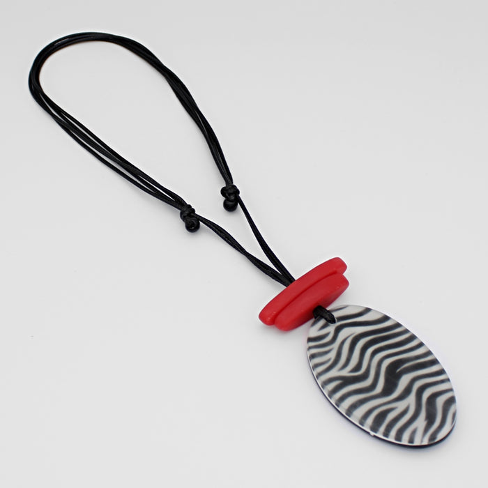 Red Suky Zebra Pendant - Sylca Designs - Chunky Jewelry