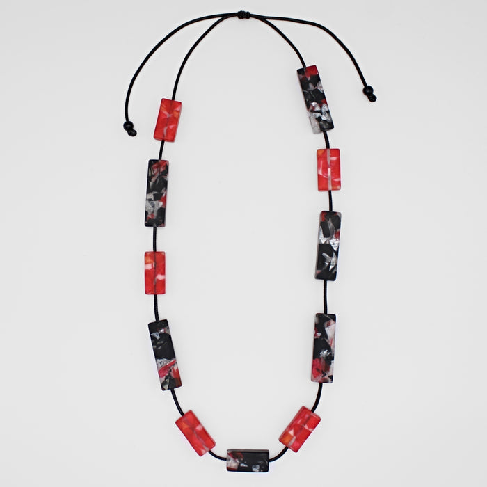 Red Vega Rectangular Necklace - Sylca Designs - Chunky Jewelry