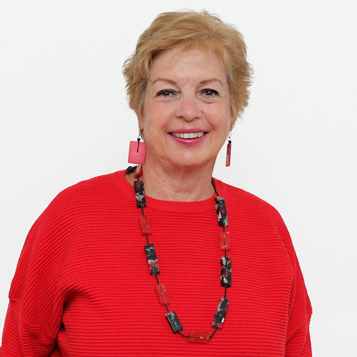 Red Vega Rectangular Necklace - Sylca Designs - Chunky Jewelry