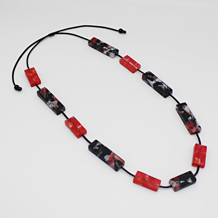 Red Vega Rectangular Necklace - Sylca Designs - Chunky Jewelry