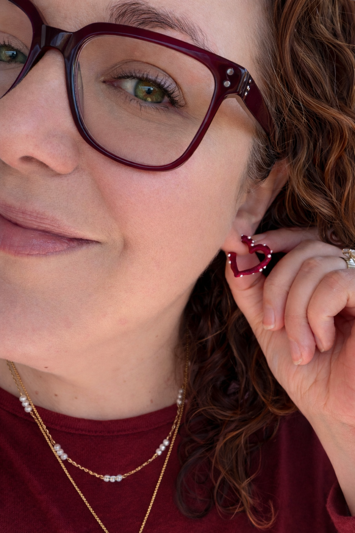Red Velvet Heart Hoops | Final Sale