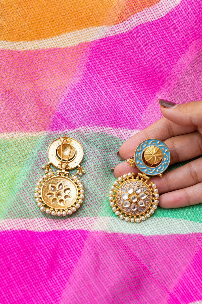 Riva Kundan Gold Plated Fusion Earrings