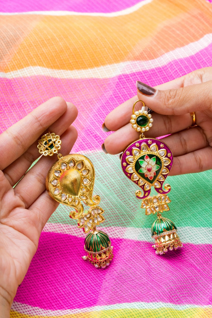Roohina Kundan Gold Plated Fusion Earrings
