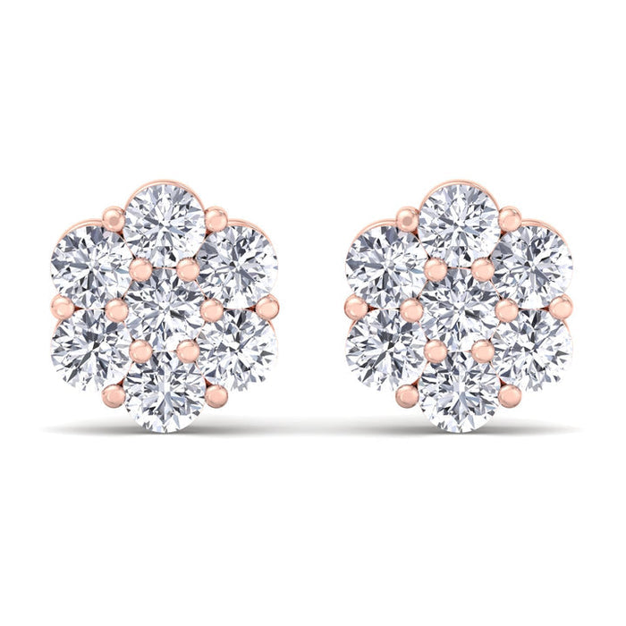 Rose Gold 1/5CTW Diamond Flower Studs